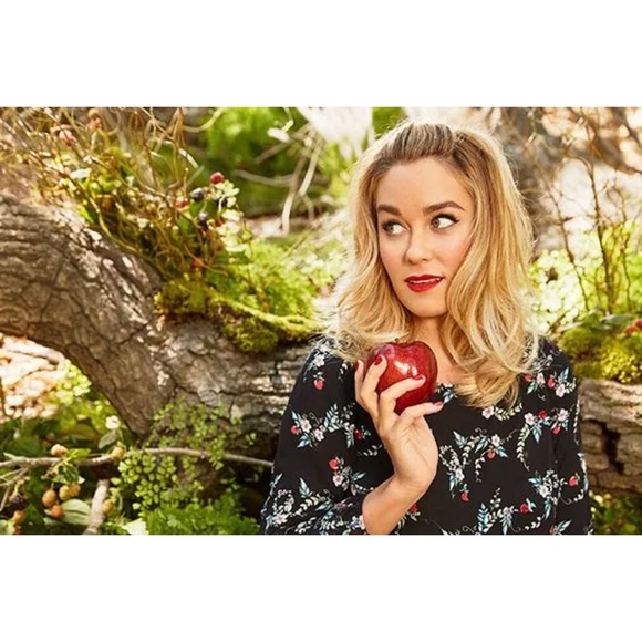 DISNEY' Snow White Collection by LC Lauren Conrad Top Peasant Floral Black XS M - Picture 3 of 10